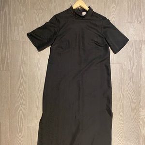 Black mock neck smock dress